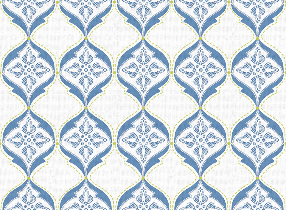 Textile - Print with Embroidery - Calio - Blue Heaven