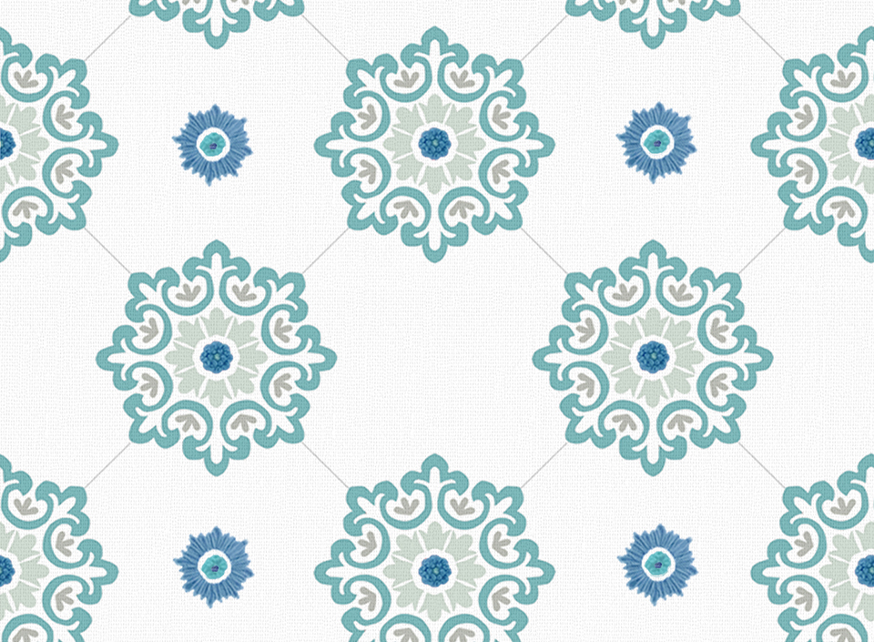 Textile - Print with Embroidery - Jaipur - Teal