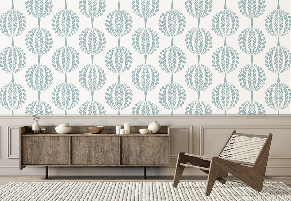 Wallcovering - Mandala - Pearl Blue - In The Room